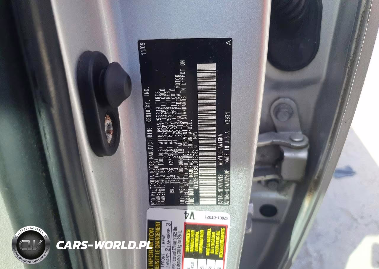 2009 Toyota Venza Fwd 4Cyl VIN:4T3ZE11A89U019782 - 13