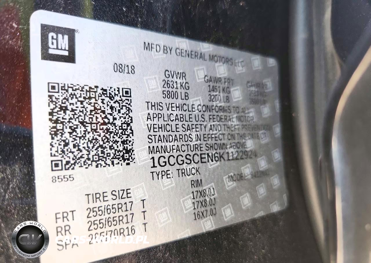 CHEVROLET COLORADO L VIN:1GCGSCEN6K1122924 - 12