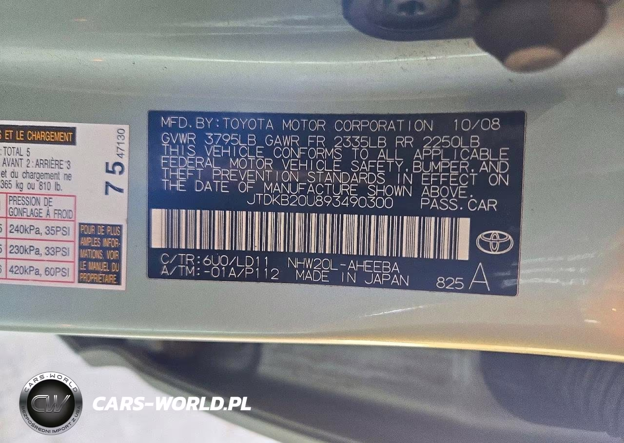 2009 Toyota Prius Base VIN:JTDKB20U893490300 - 12