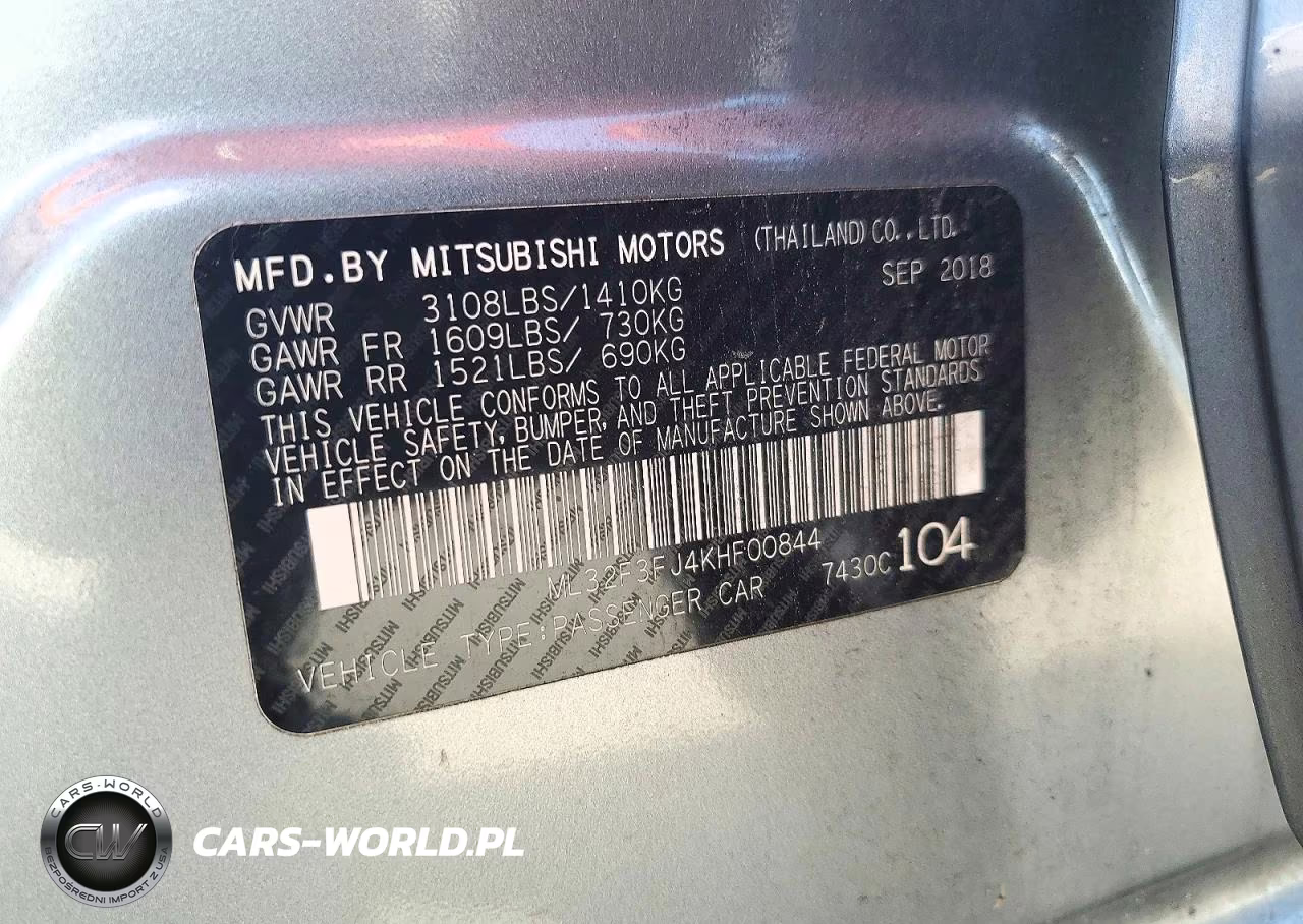 2019 Mitsubishi Mirage G4 Es VIN:ML32F3FJ4KHF00844 - 12