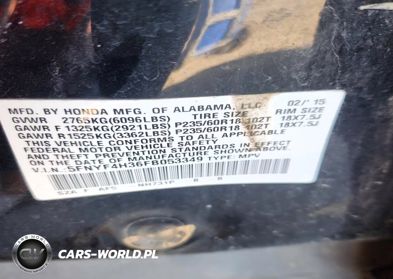 2015 Honda Pilot Se VIN:5FNYF4H36FB053349 - 13