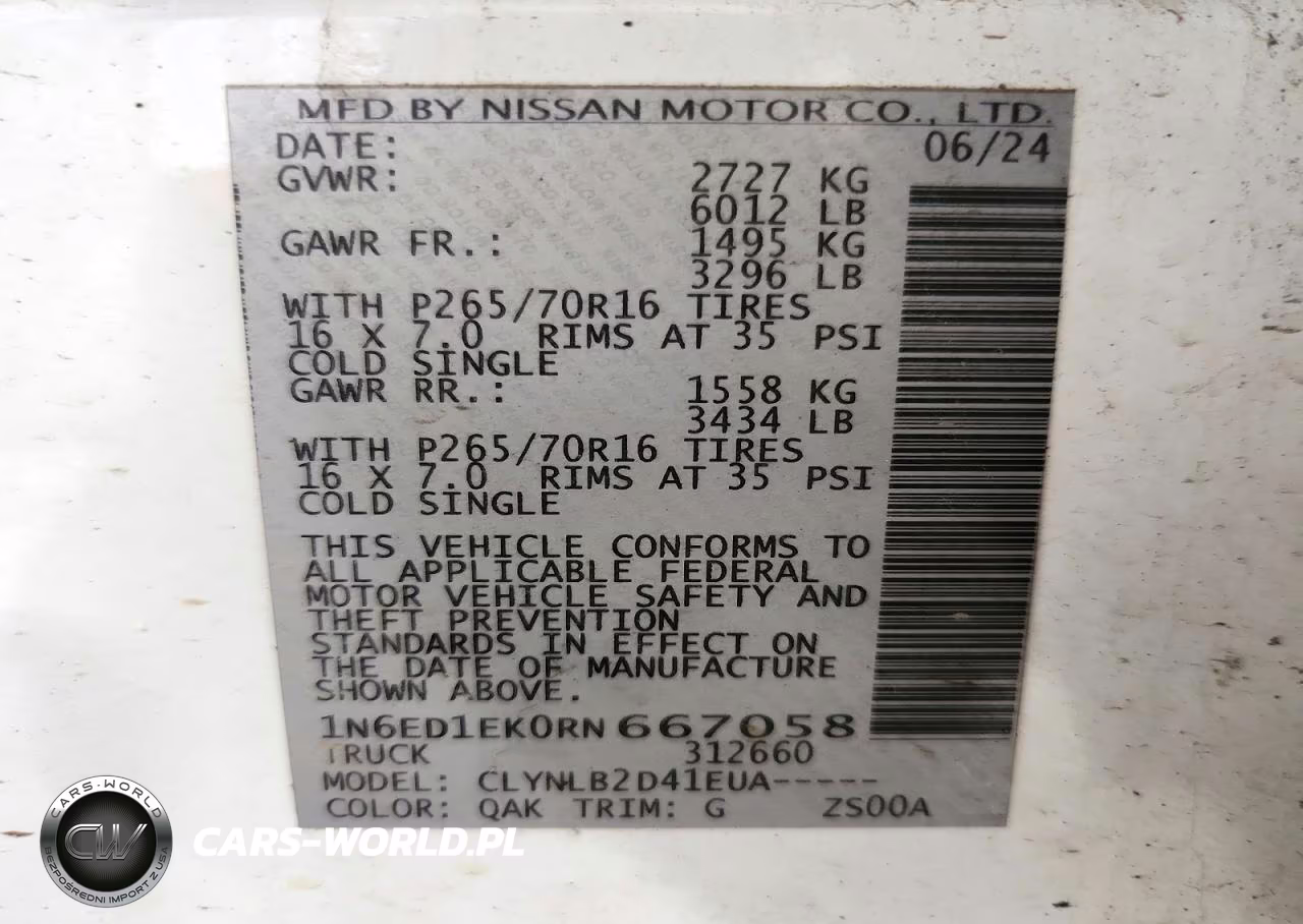 2024 Nissan Frontier Sv VIN:1N6ED1EK0RN667058 - 13