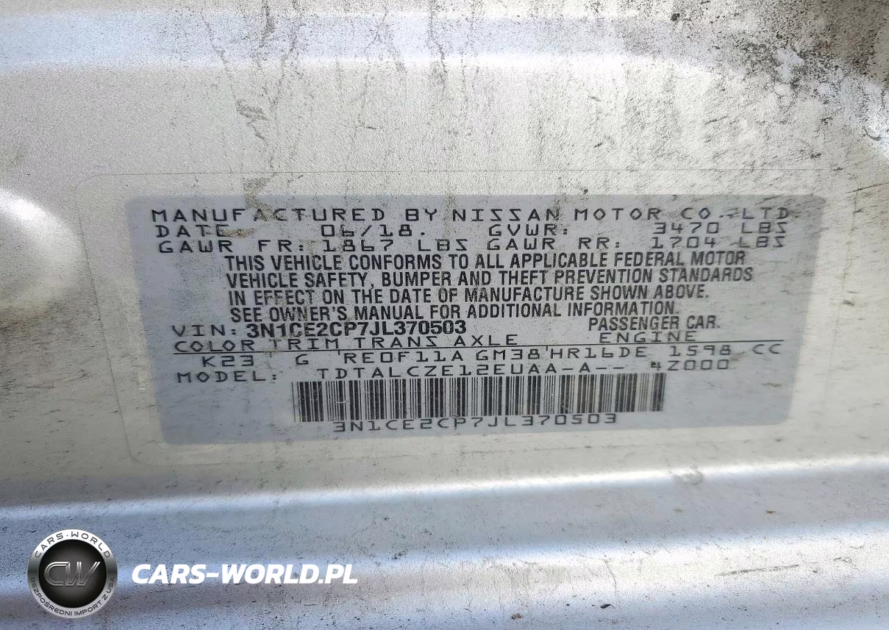 2018 Nissan Versa Note S VIN:3N1CE2CP7JL370503 - 12
