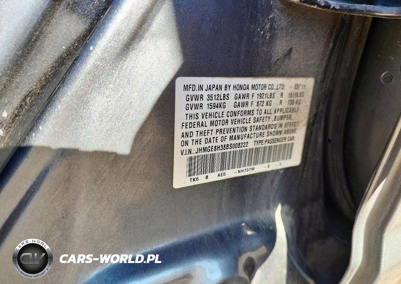 2011 Honda Fit VIN:JHMGE8H38BS008222 - 12