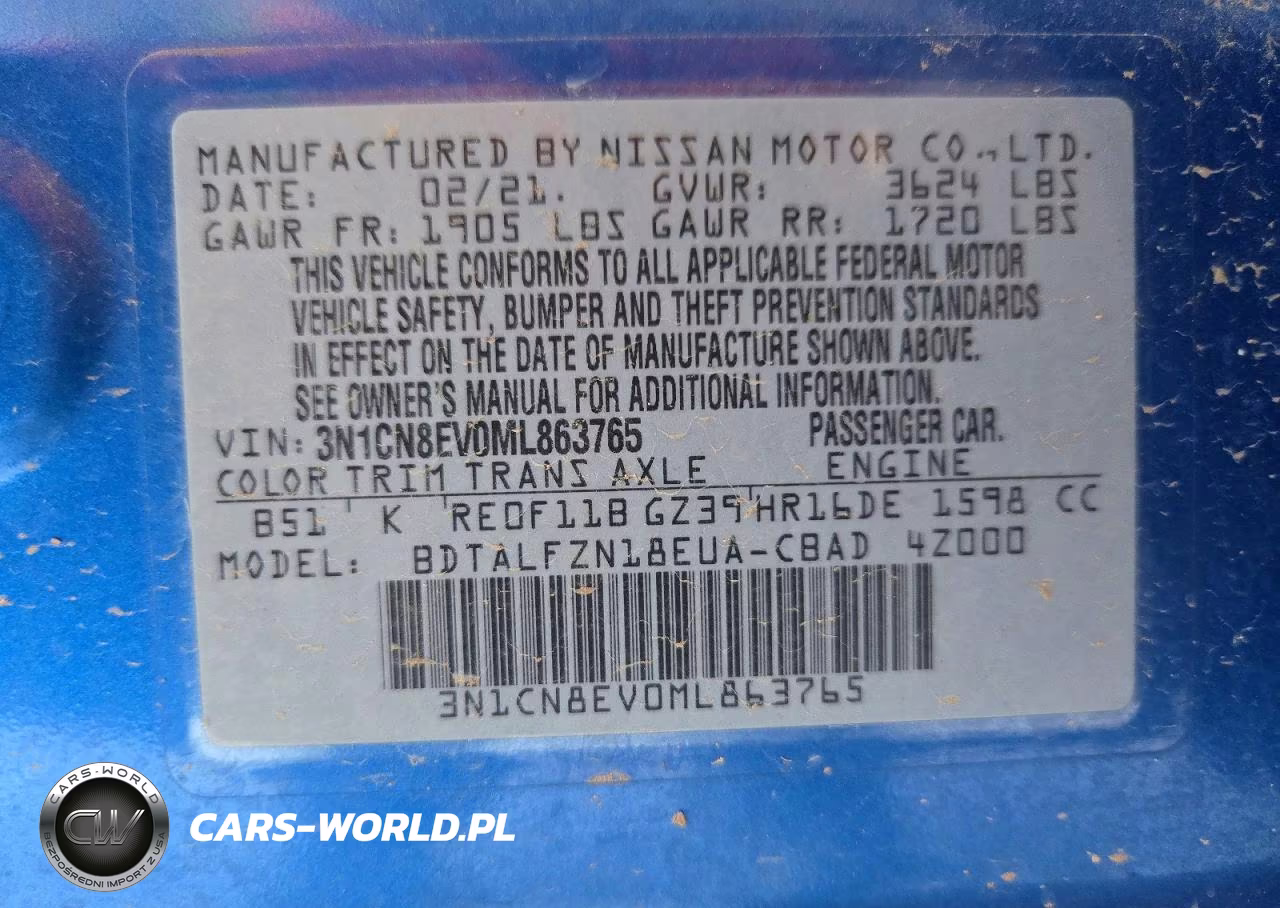 2021 Nissan Versa Sv VIN:3N1CN8EV0ML863765 - 13
