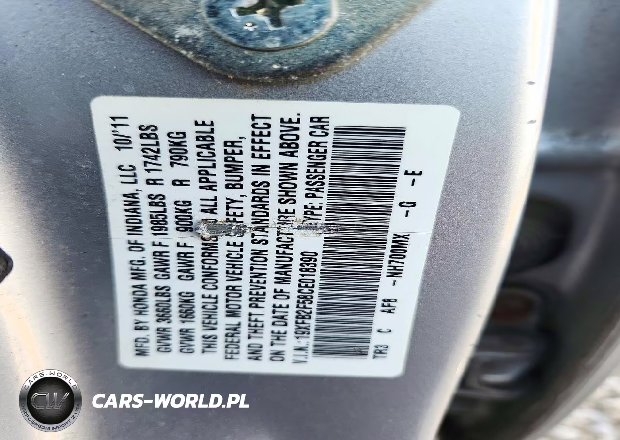 2012 Honda Civic Lx VIN:19XFB2F58CE018390 - 13