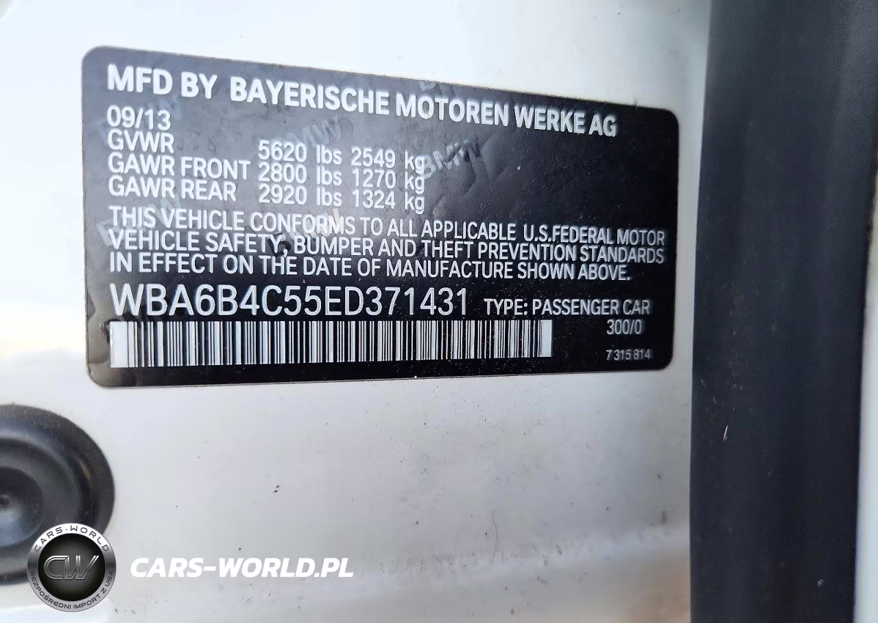 2014 BMW 650 Xi Gran Coupe VIN:WBA6B4C55ED371431 - 12