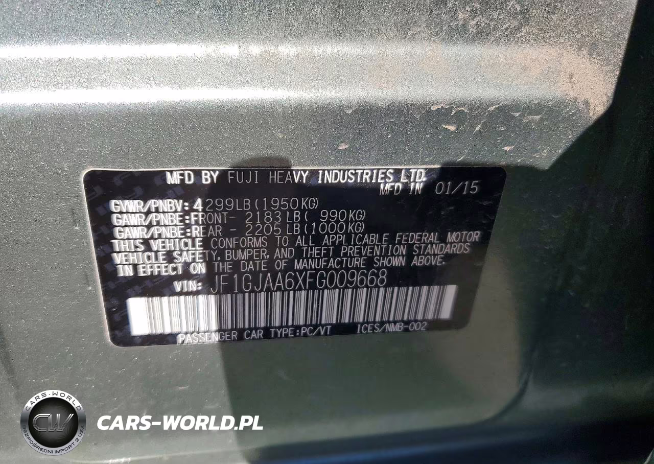2015 Subaru Impreza VIN:JF1GJAA6XFG009668 - 12