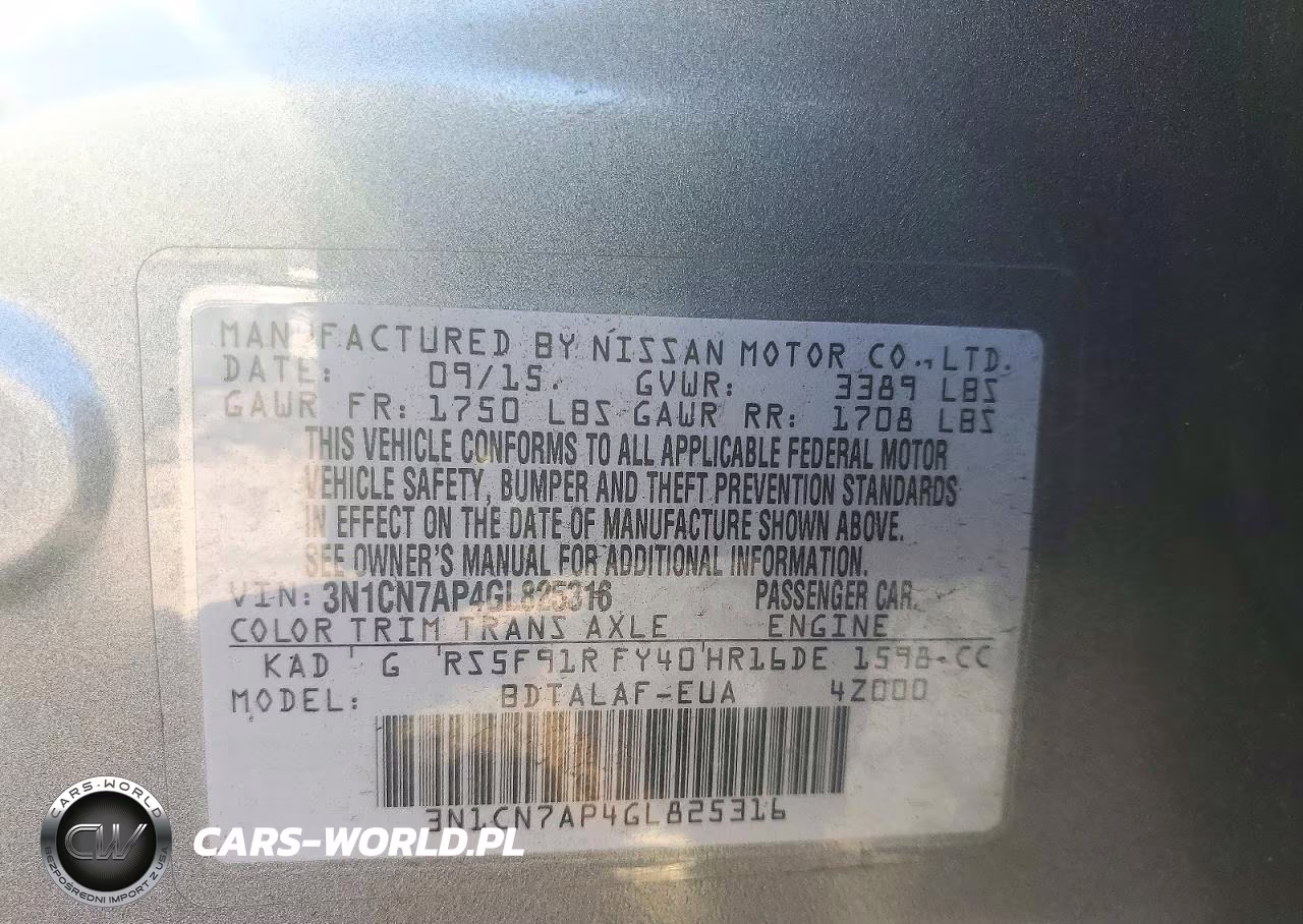 2016 Nissan Versa 1.6 S VIN:3N1CN7AP4GL825316 - 13