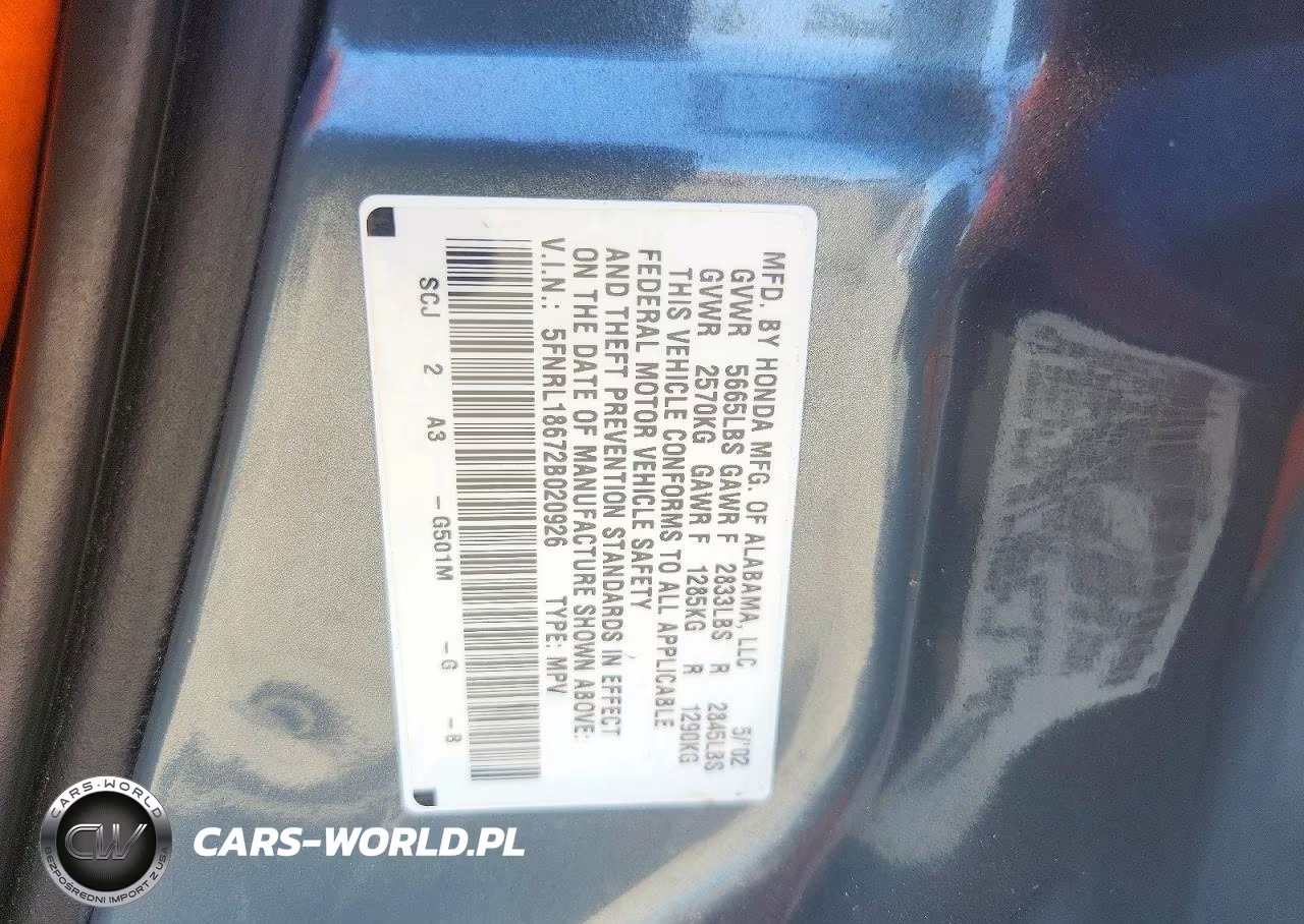 2002 Honda Odyssey Ex VIN:5FNRL18672B020926 - 13