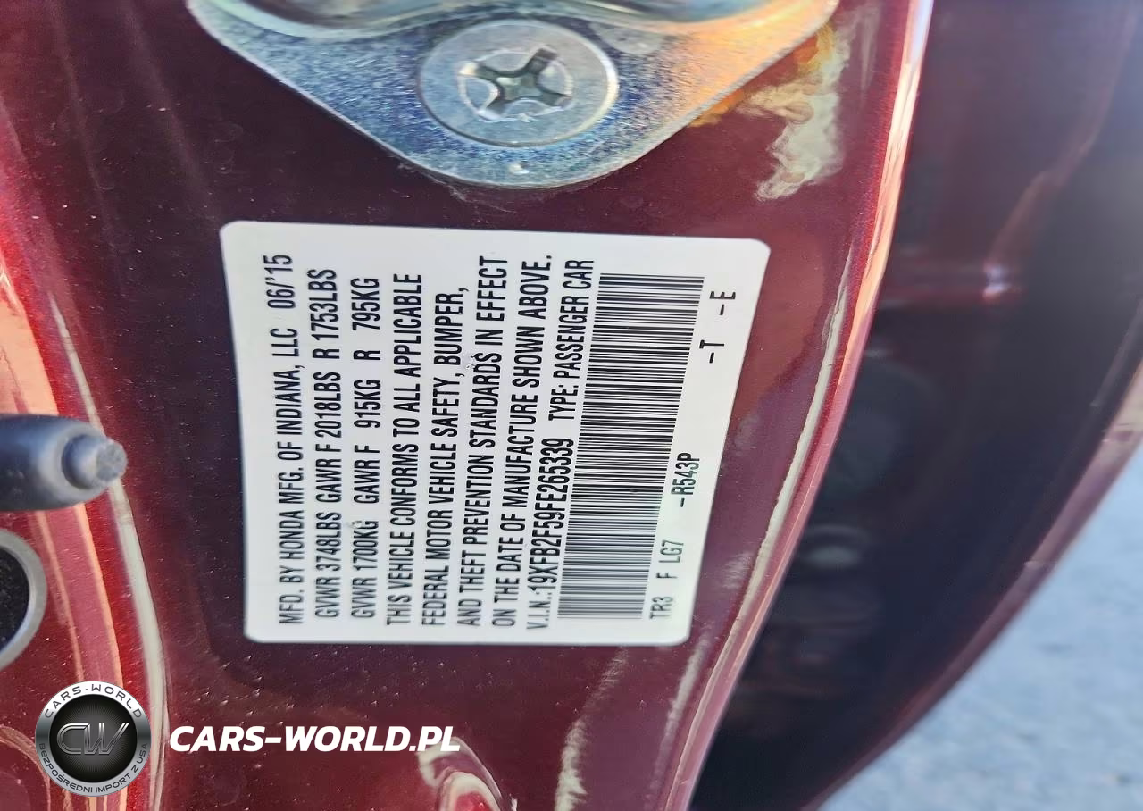 2015 Honda Civic Lx VIN:19XFB2F59FE265339 - 12