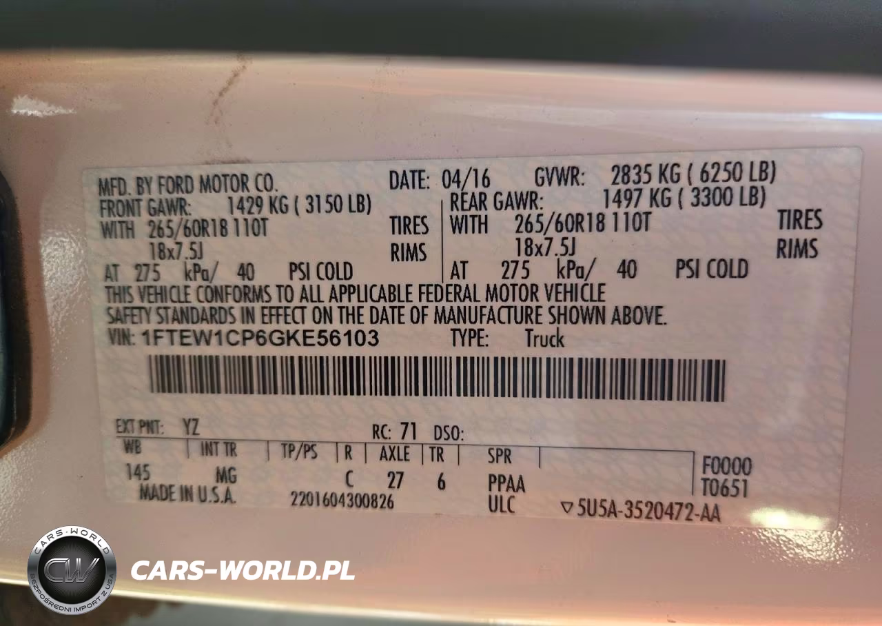 2016 Ford F150 Supercrew VIN:1FTEW1CP6GKE56103 - 12