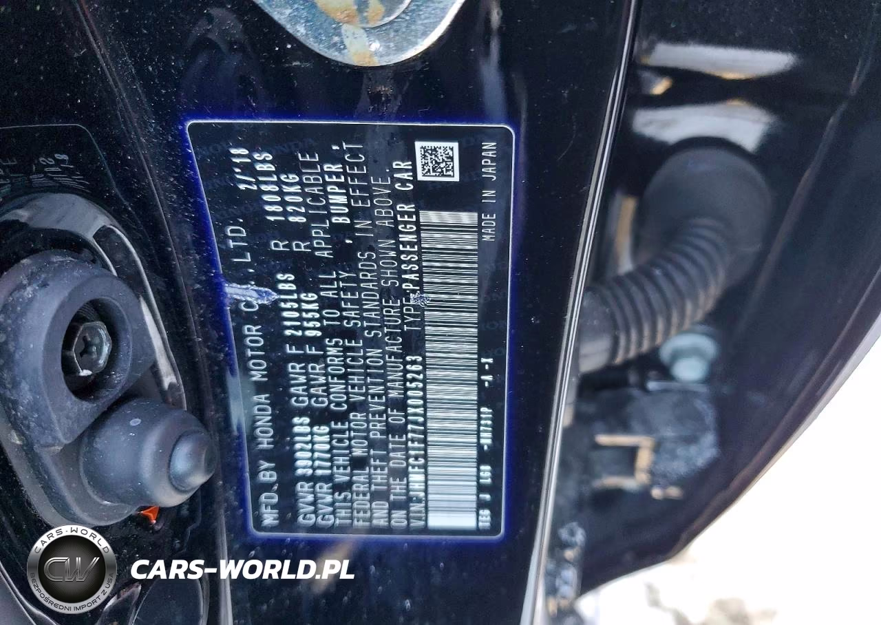 2018 Honda Civic Exl VIN:JHMFC1F77JX005263 - 12