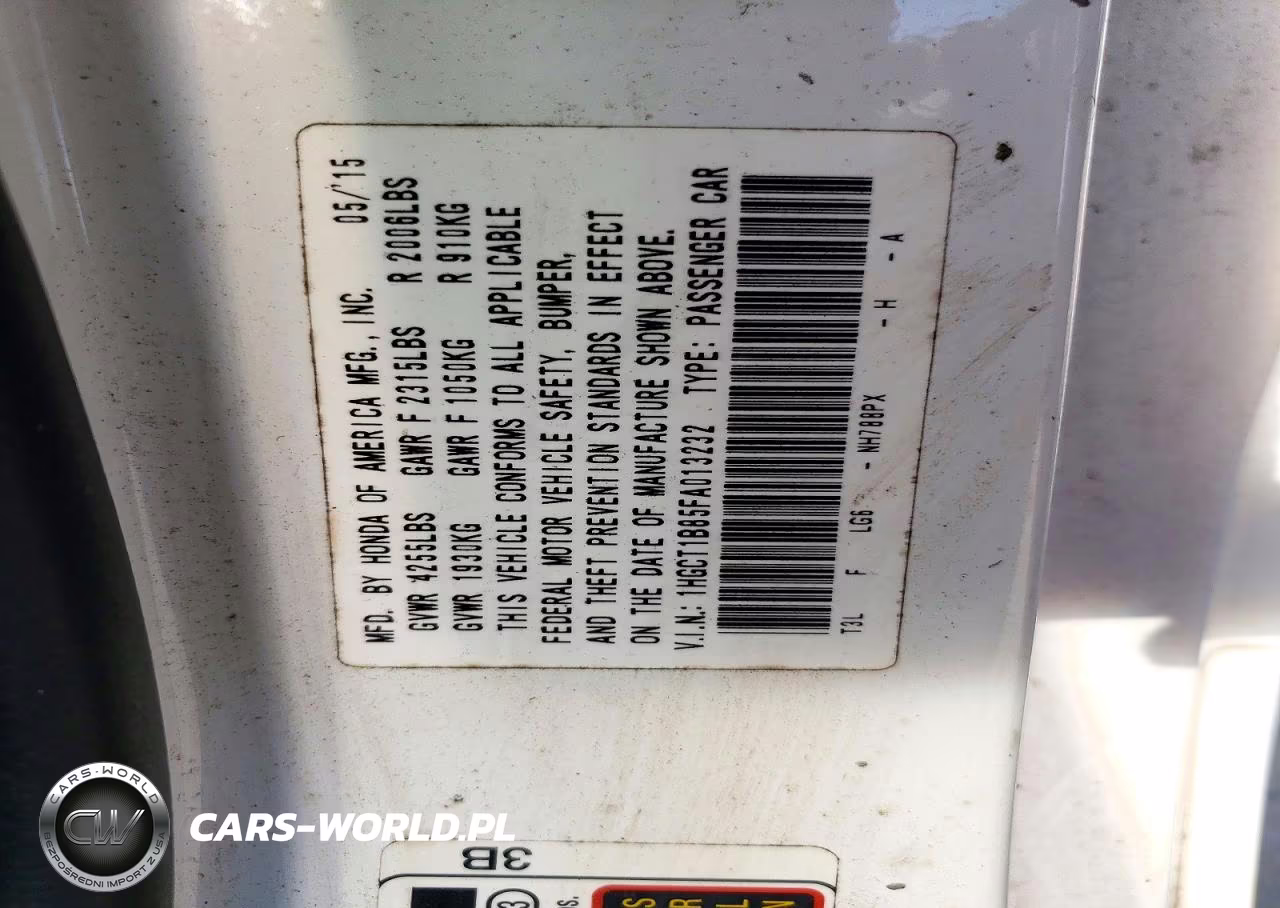 2015 Honda Accord Exl VIN:1HGCT1B85FA013232 - 12