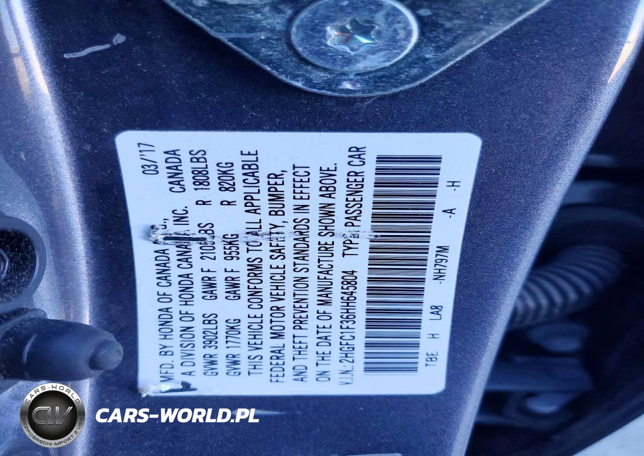 2017 Honda Civic Ex VIN:2HGFC1F36HH645804 - 13