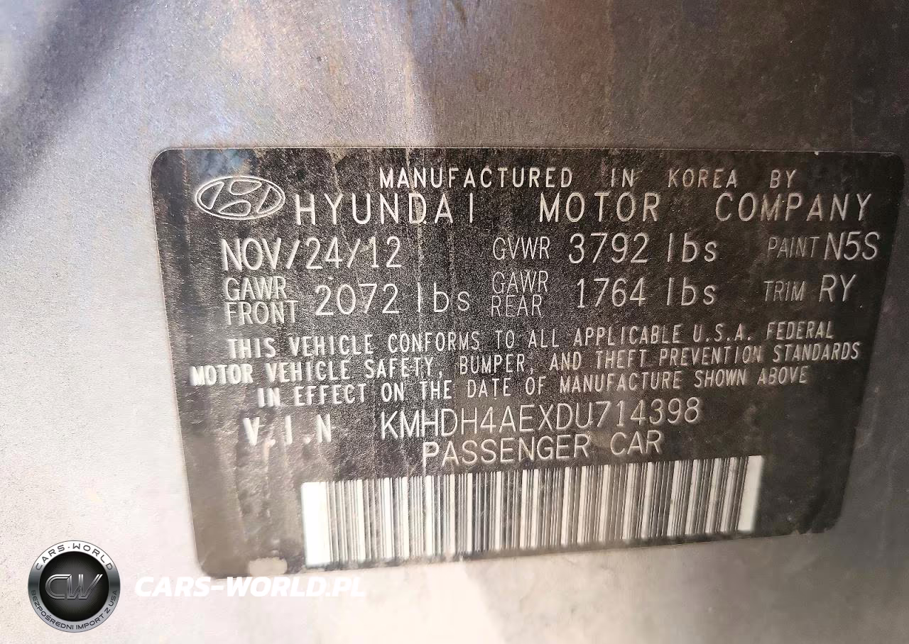 2013 Hyundai Elantra Limited VIN:KMHDH4AEXDU714398 - 12