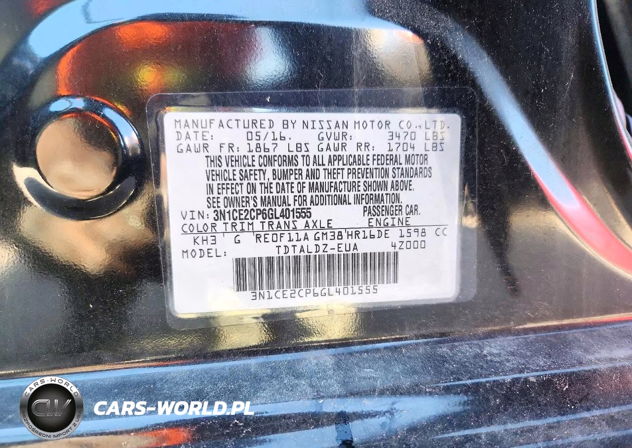 2016 Nissan Versa Note Sv VIN:3N1CE2CP6GL401555 - 12