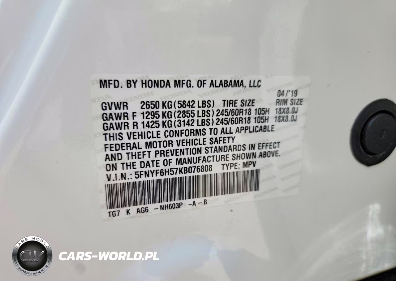 2019 Honda Pilot Exl VIN:5FNYF6H57KB076808 - 14