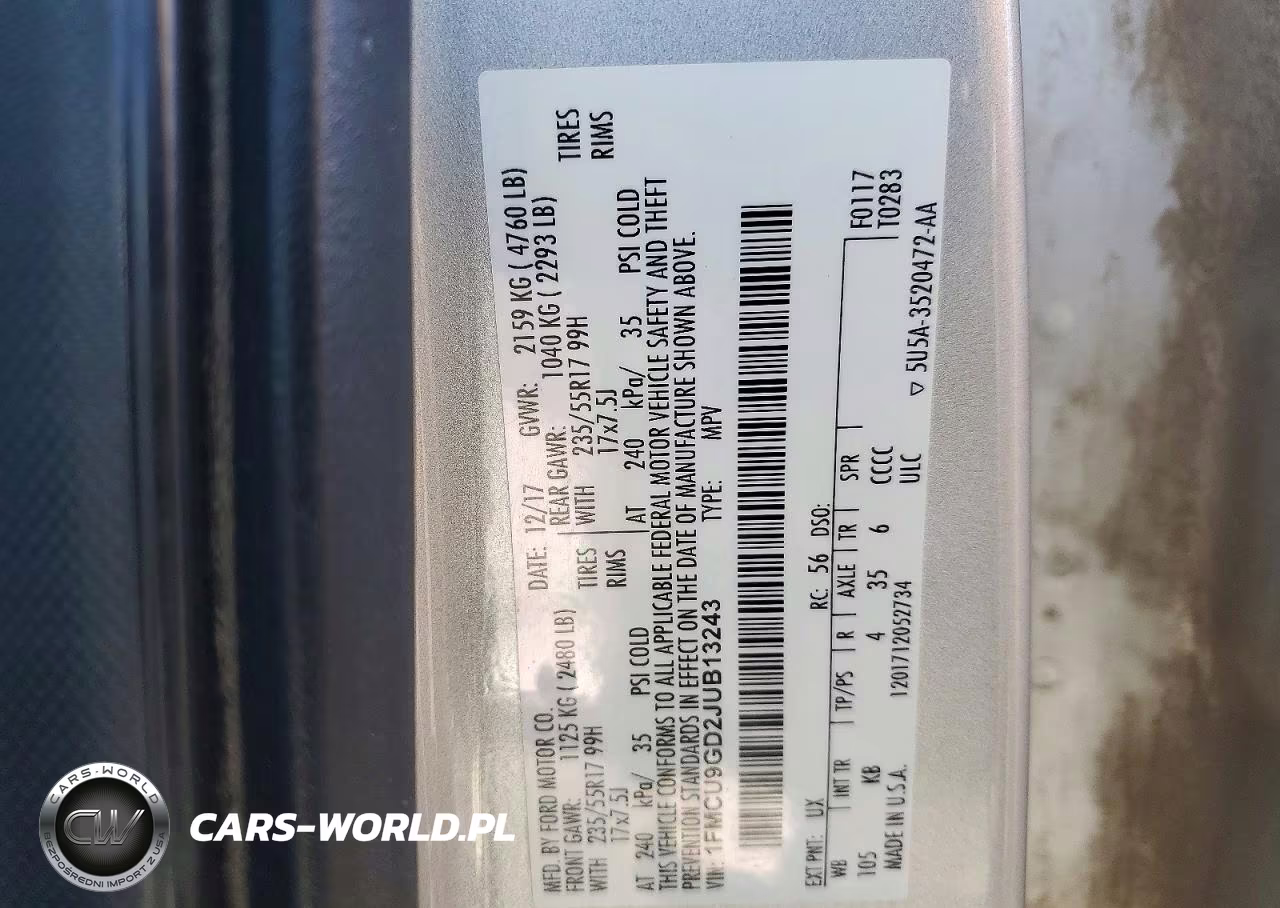 2018 Ford Escape Se VIN:1FMCU9GD2JUB13243 - 13