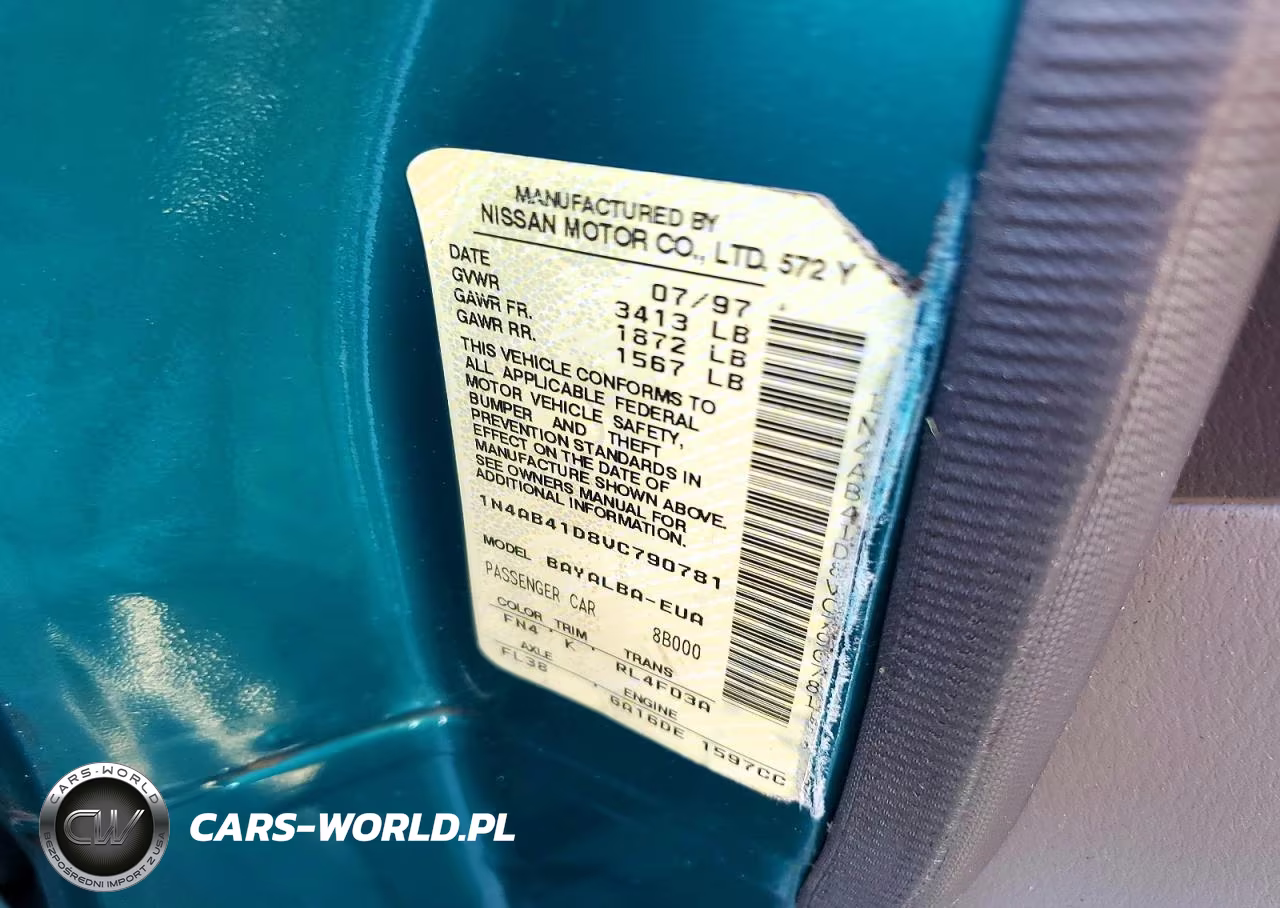 1997 Nissan Sentra Base-Xe-Gxe-Gle VIN:1N4AB41D8VC790781 - 12