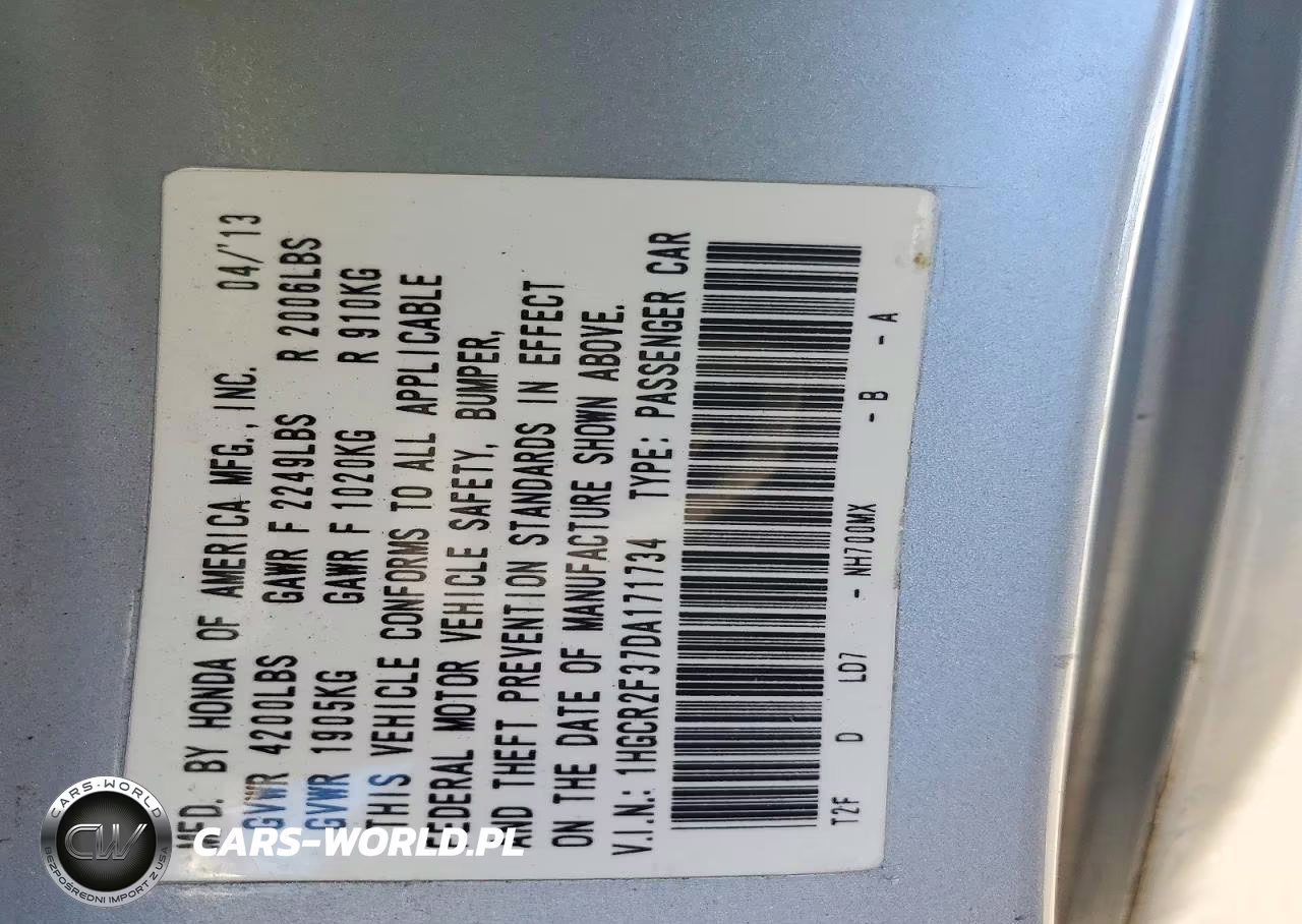 2013 Honda Accord Lx VIN:1HGCR2F37DA171734 - 13