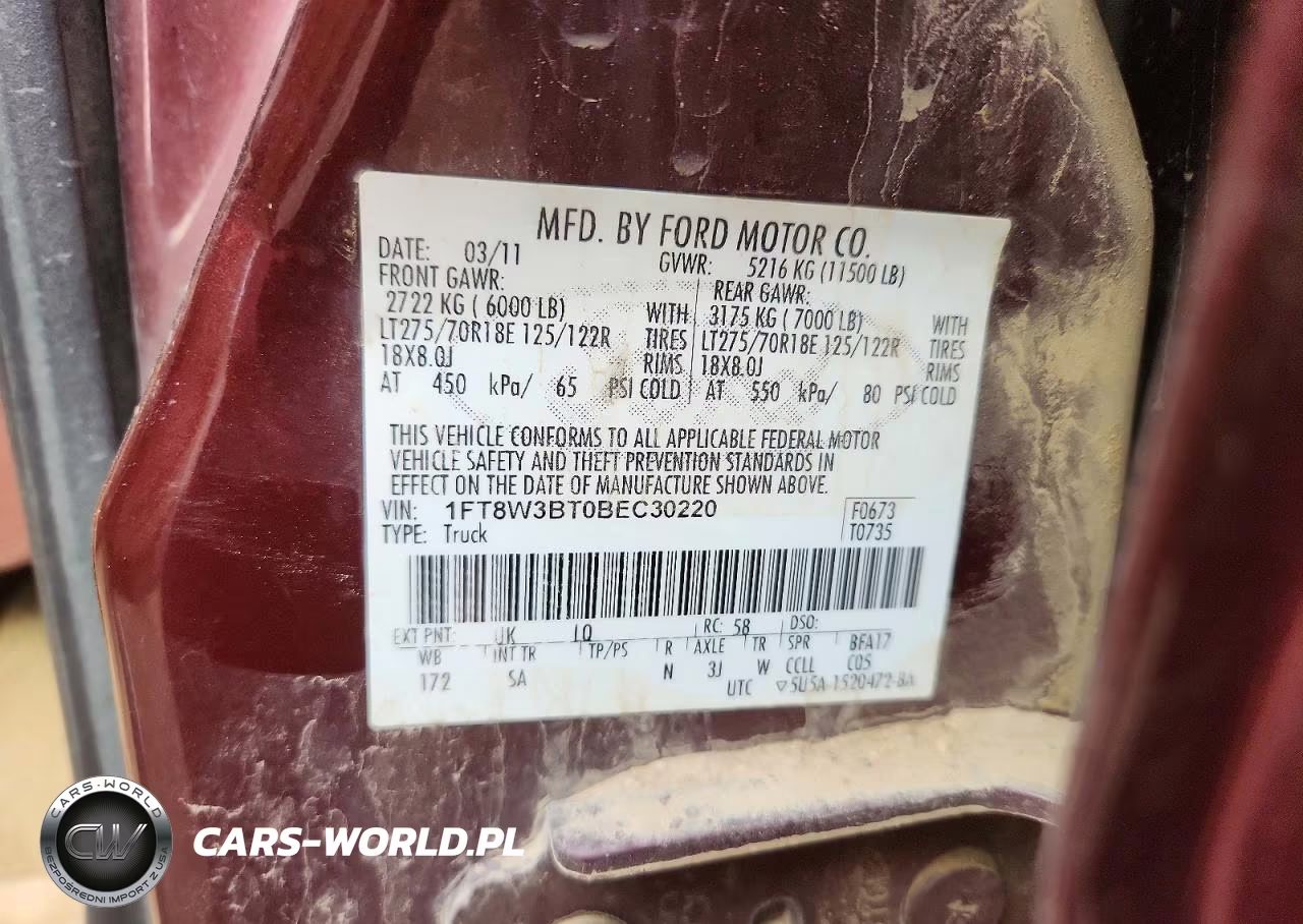 2011 Ford F350 Super Duty VIN:1FT8W3BT0BEC30220 - 12