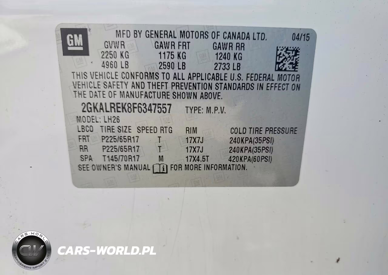 2015 GMC Terrain Sle VIN:2GKALREK8F6347557 - 13