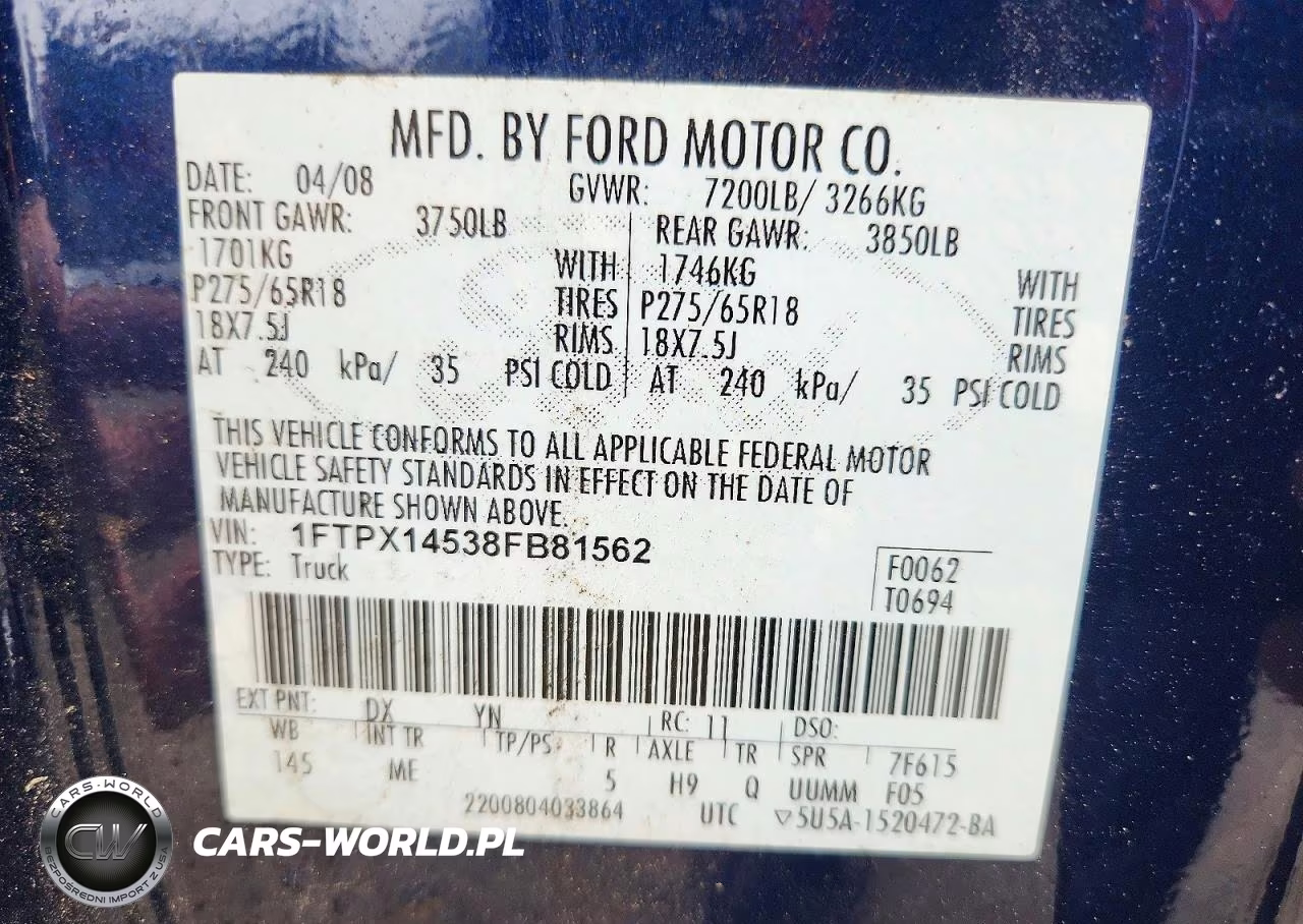 2008 Ford F150 VIN:1FTPX14538FB81562 - 12