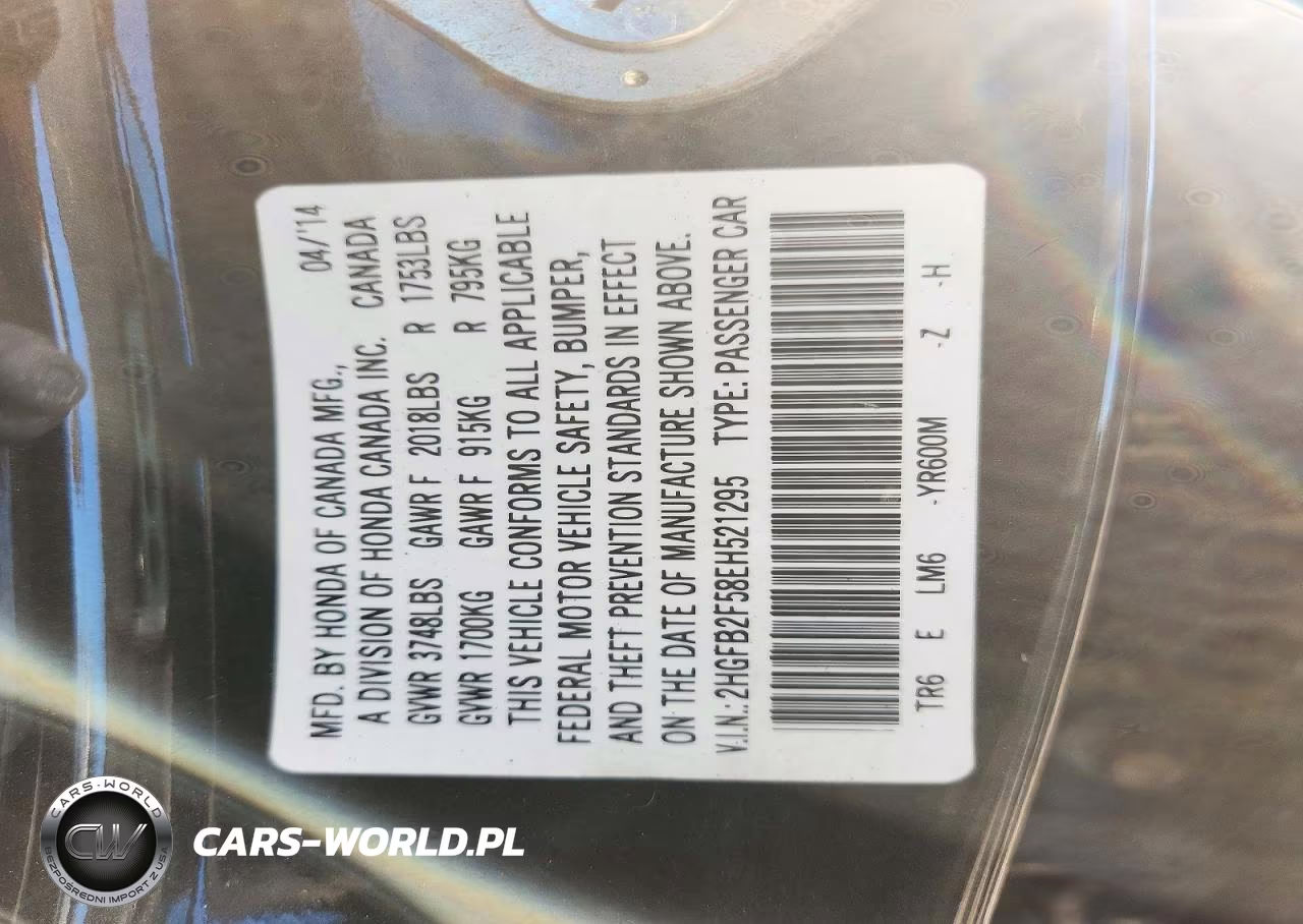 2014 Honda Civic Lx VIN:2HGFB2F58EH521295 - 13