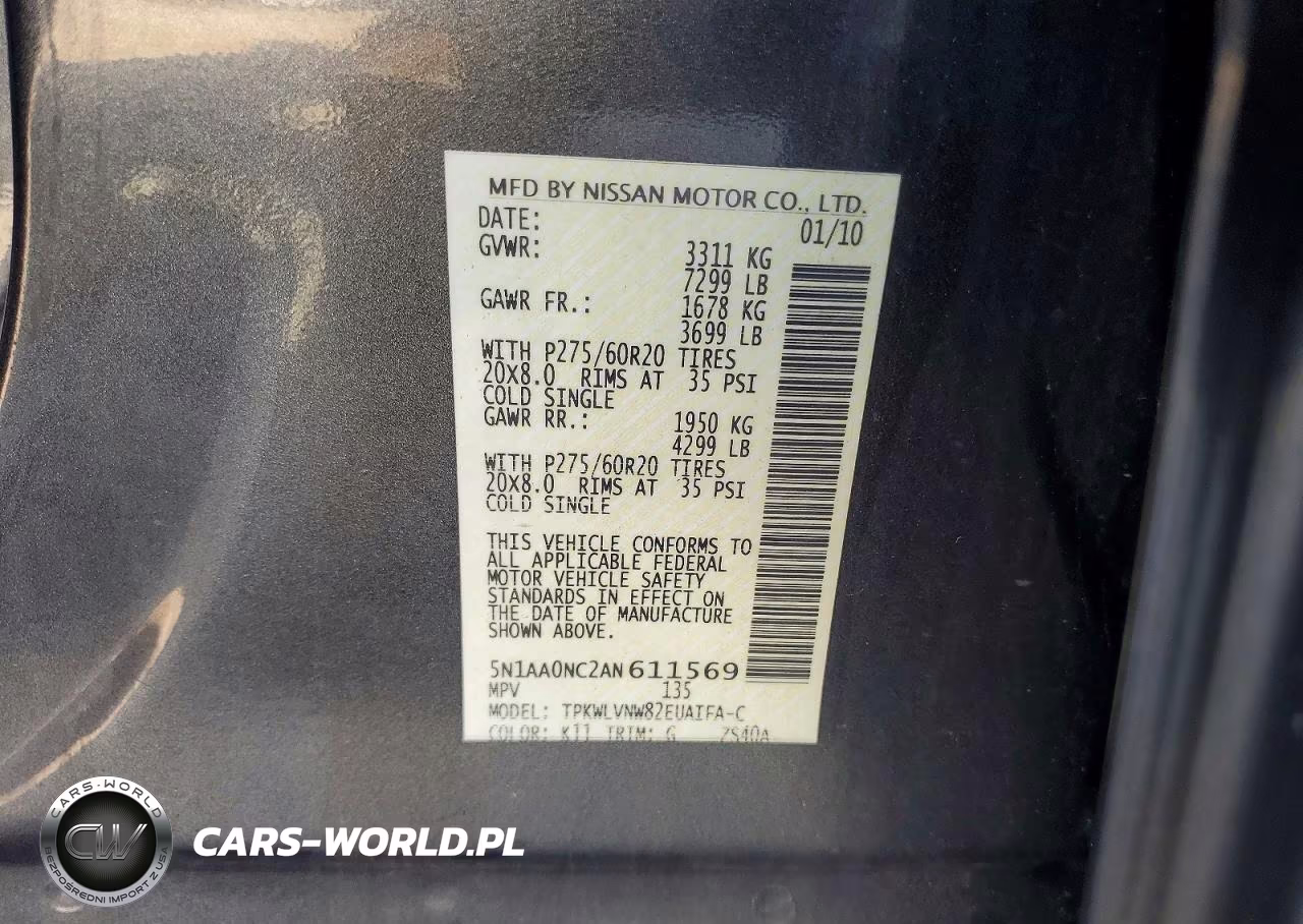 2010 Nissan Armada Se VIN:5N1AA0NC2AN611569 - 12