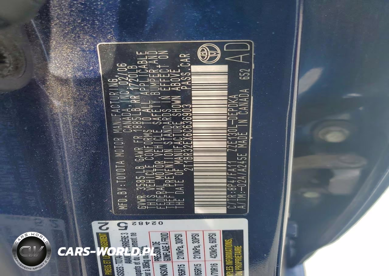 2006 Toyota Corolla Ce VIN:2T1BR32EX6C636903 - 12