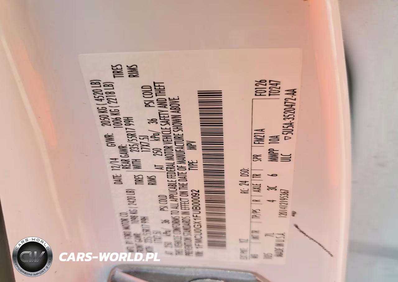 2015 Ford Escape Se VIN:1FMCU0GX1FUB00092 - 13