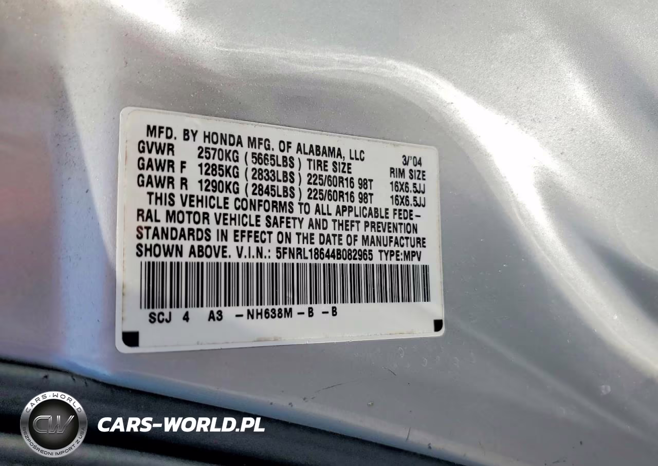 2004 Honda Odyssey Ex VIN:5FNRL18644B082965 - 13