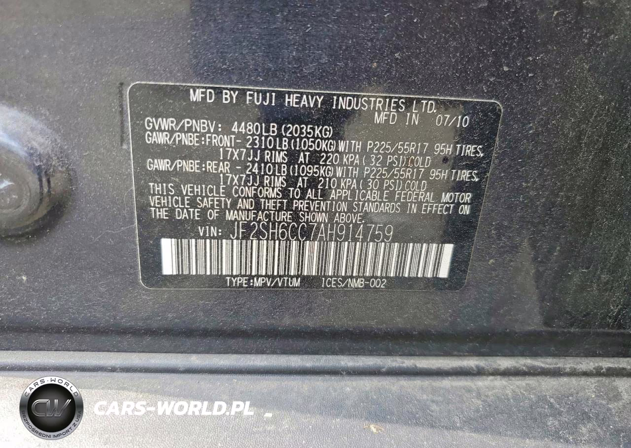 2010 Subaru Forester 2.5X Premium VIN:JF2SH6CC7AH914759 - 13