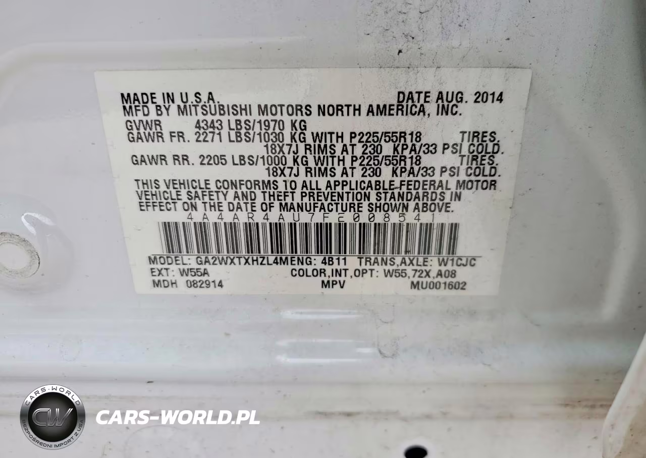2015 Mitsubishi Outlander Sport Se VIN:4A4AR4AU7FE008541 - 14