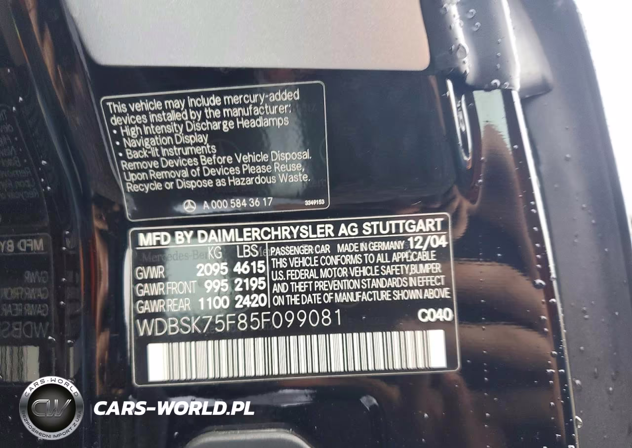 2005 Mercedes-Benz Sl 500 VIN:WDBSK75F85F099081 - 12