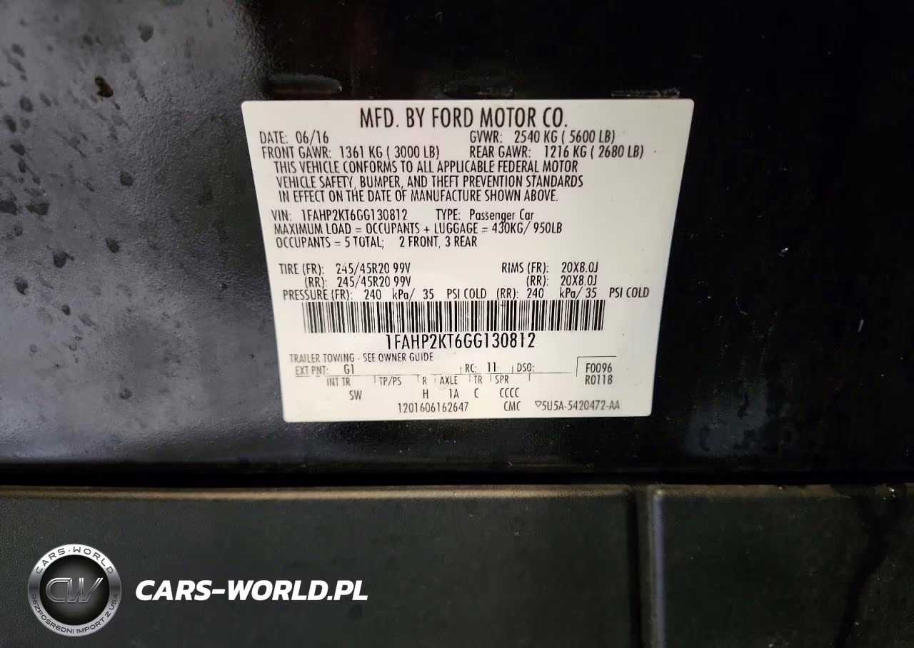 2016 Ford Taurus Sho VIN:1FAHP2KT6GG130812 - 12