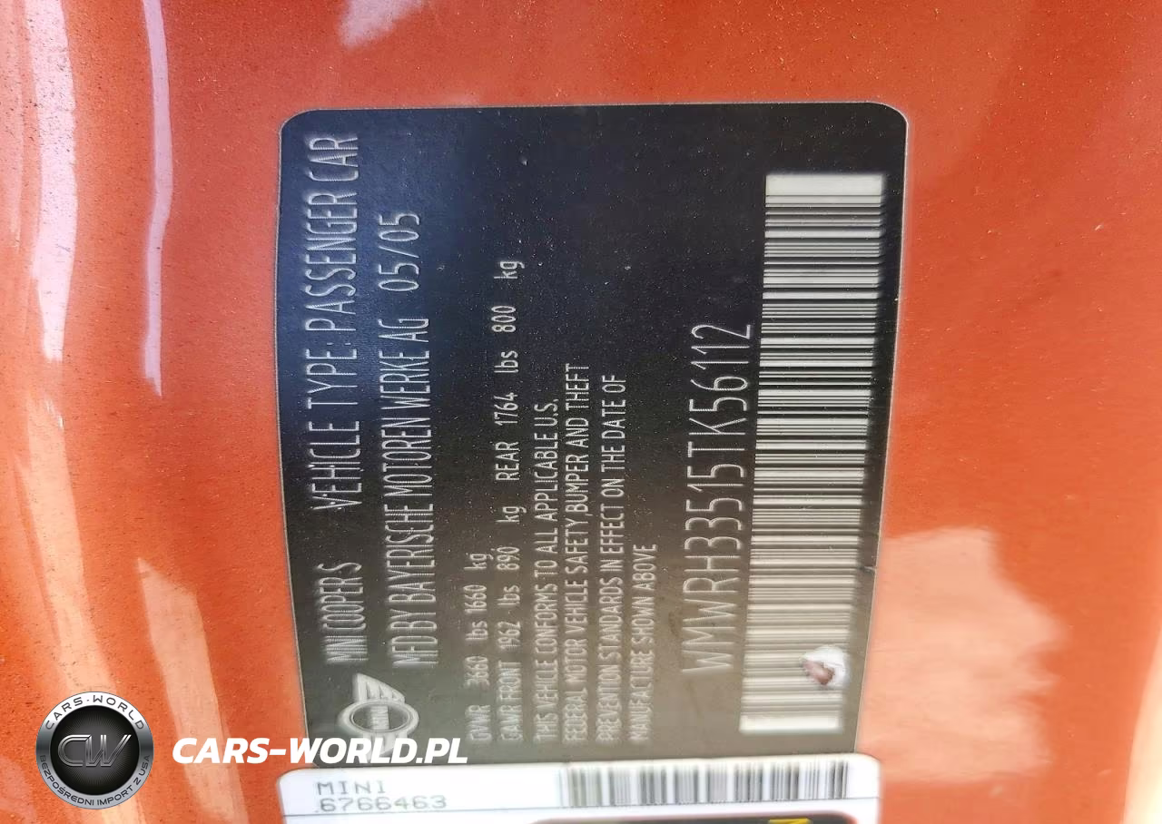 2005 Mini Cooper S VIN:WMWRH33515TK56112 - 12