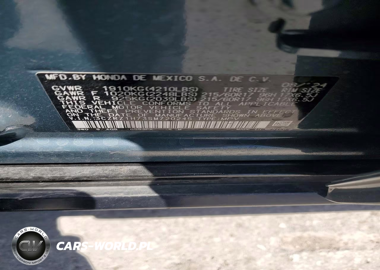 2025 Honda Hr-V Exl VIN:3CZRZ1H73SM720245 - 13
