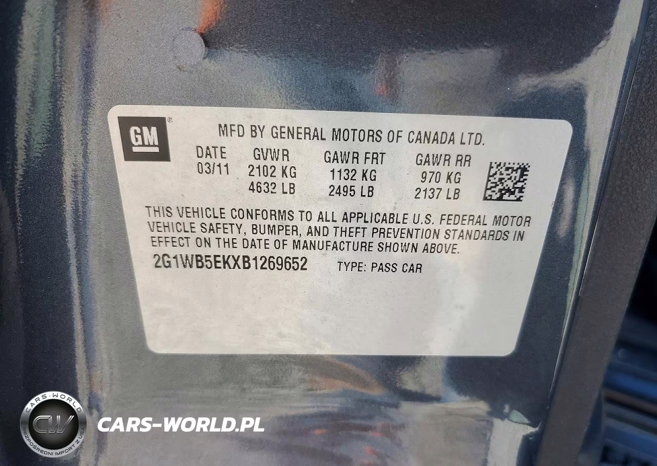 2011 Chevrolet Impala Lt VIN:2G1WB5EKXB1269652 - 12