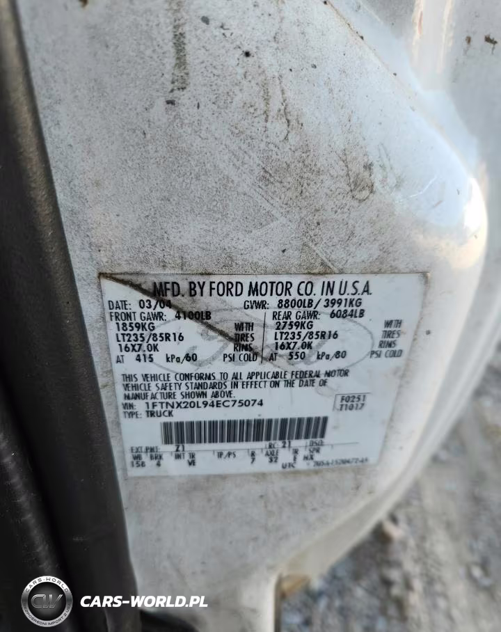 2004 Ford F250 Super Duty VIN:1FTNX20L94EC75074 - 12