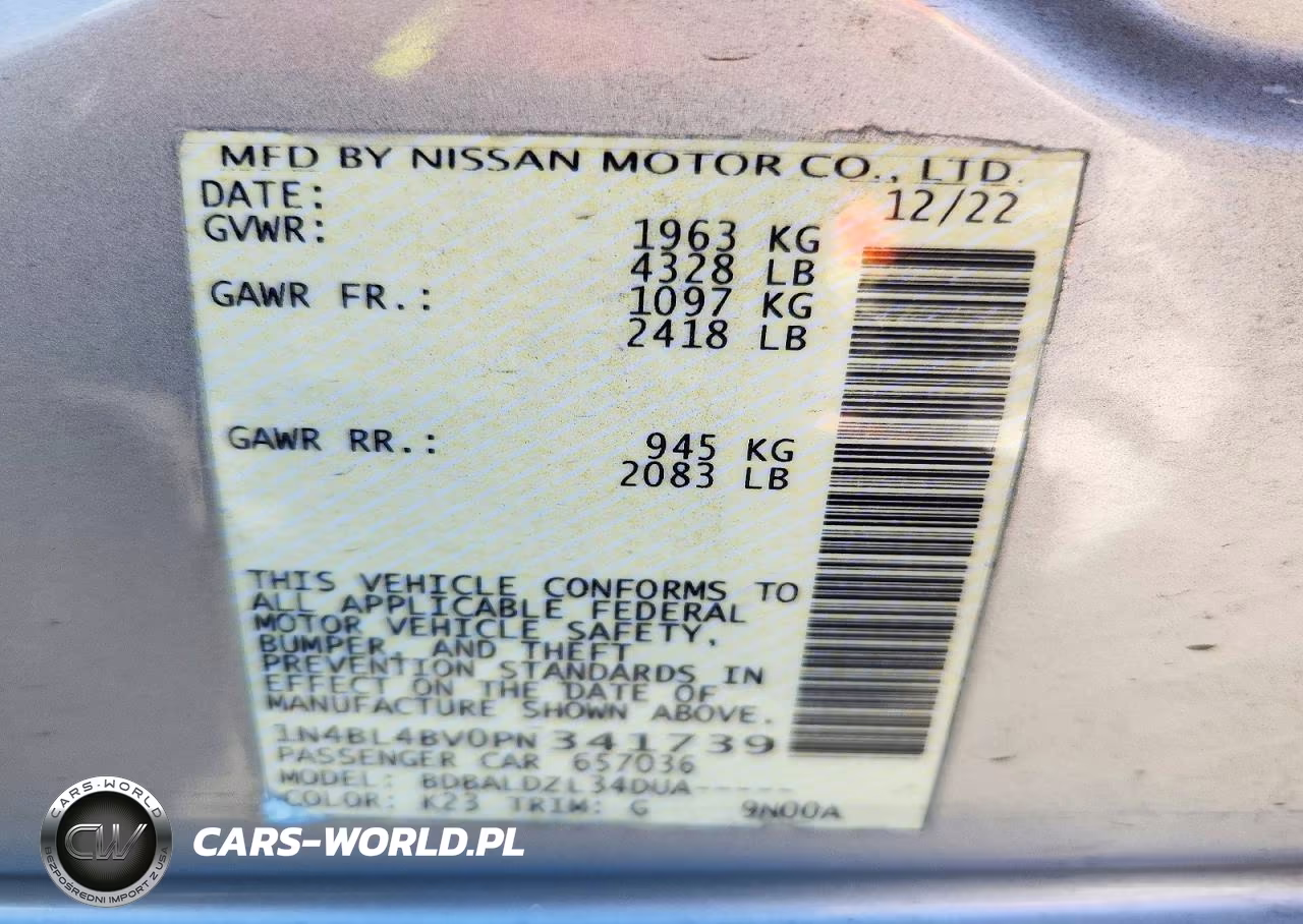 2023 Nissan Altima S VIN:1N4BL4BV0PN341739 - 12
