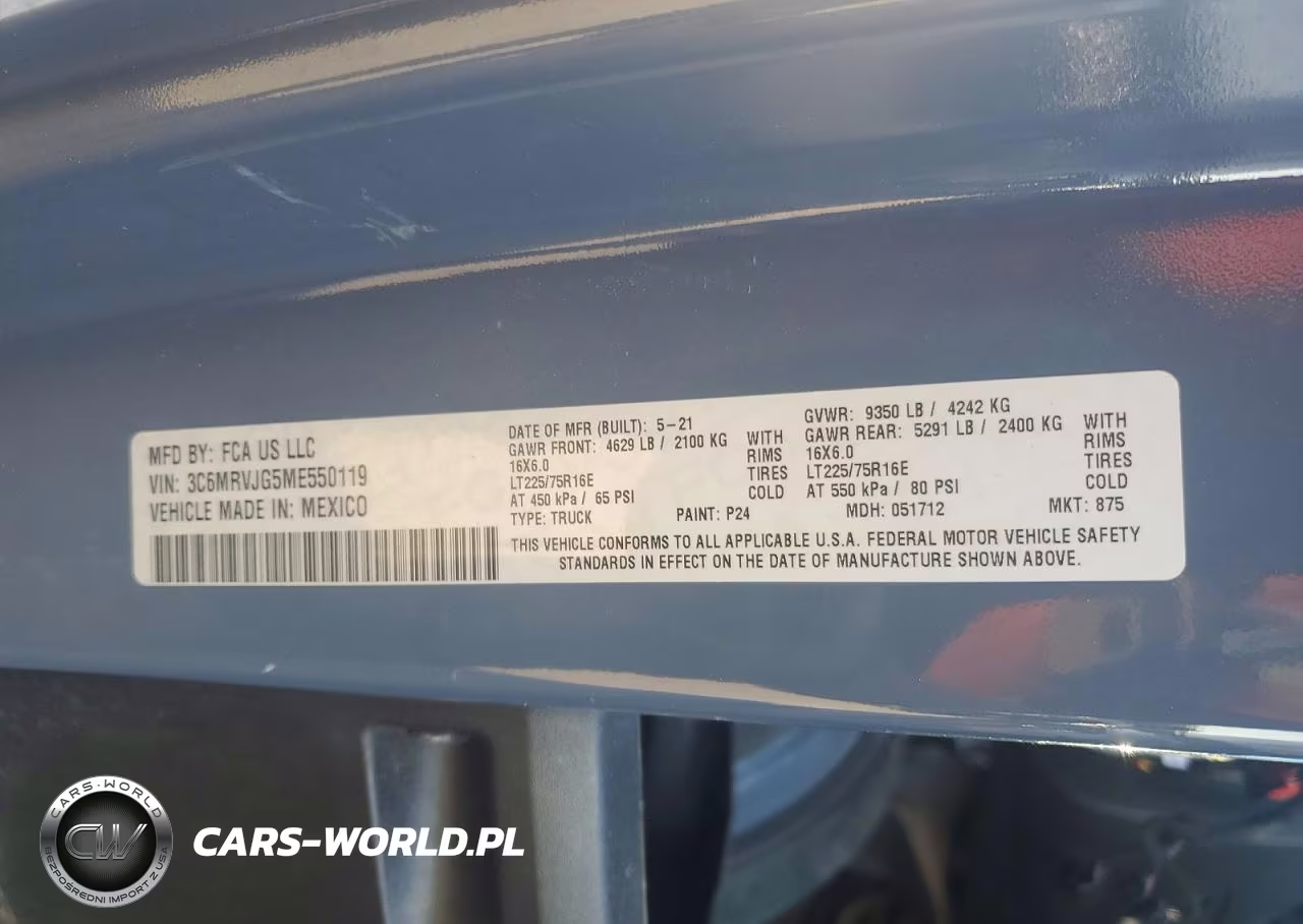 2021 Ram Promaster 3500 3500 High VIN:3C6MRVJG5ME550119 - 13