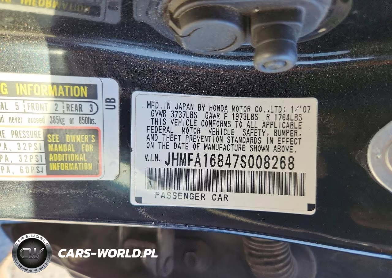 2007 Honda Civic Ex VIN:JHMFA16847S008268 - 12