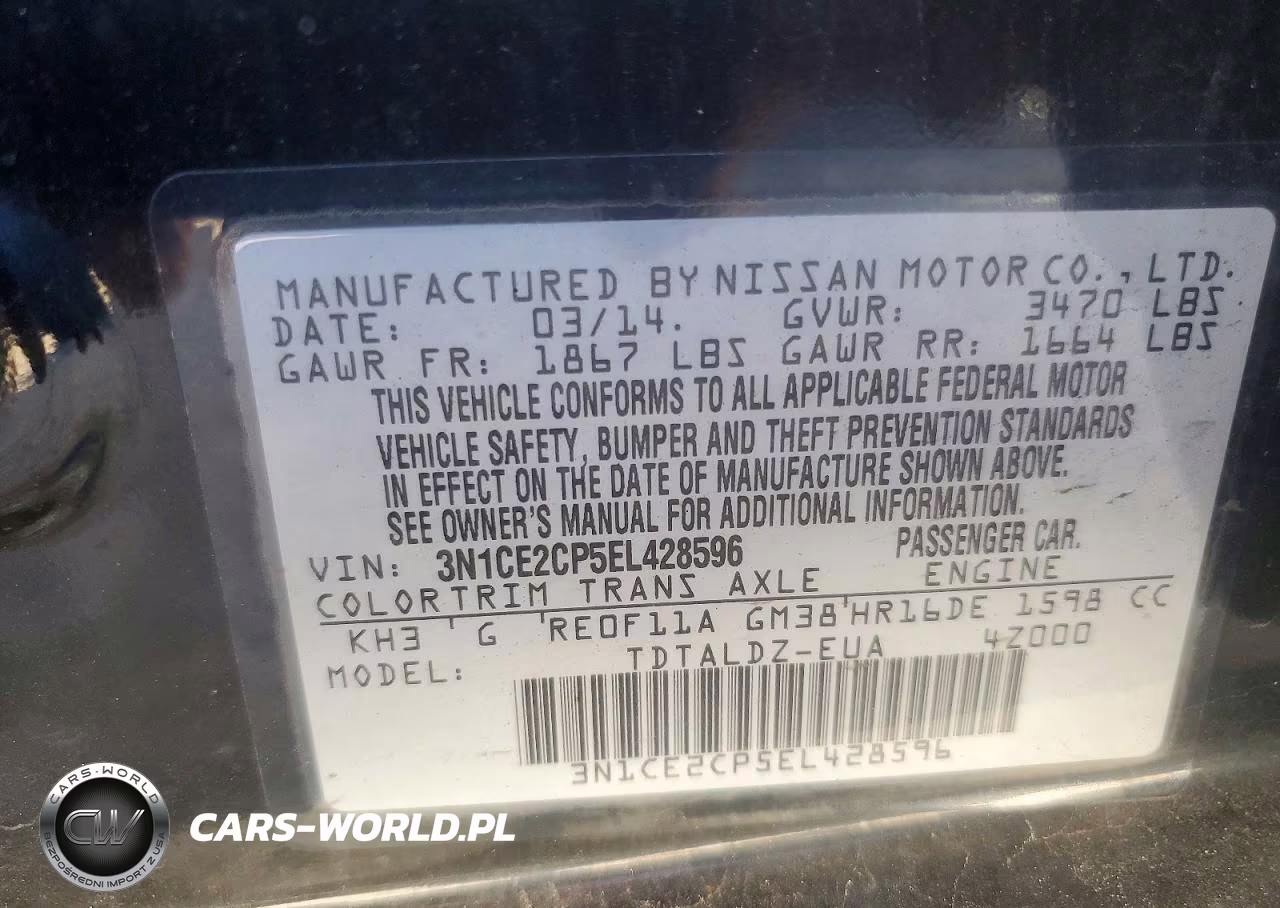 2014 Nissan Versa Note Sv VIN:3N1CE2CP5EL428596 - 12