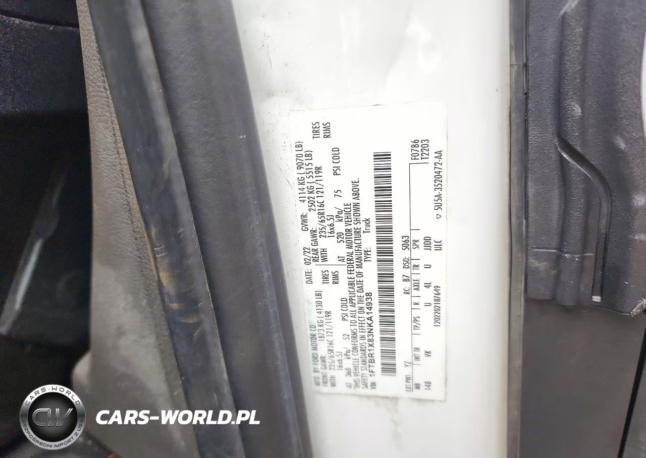 2022 Ford Transit T-250 Delivery Van VIN:1FTBR1X83NKA14938 - 12