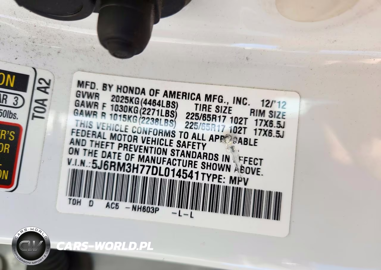 2013 Honda Cr-V Exl VIN:5J6RM3H77DL014541 - 14