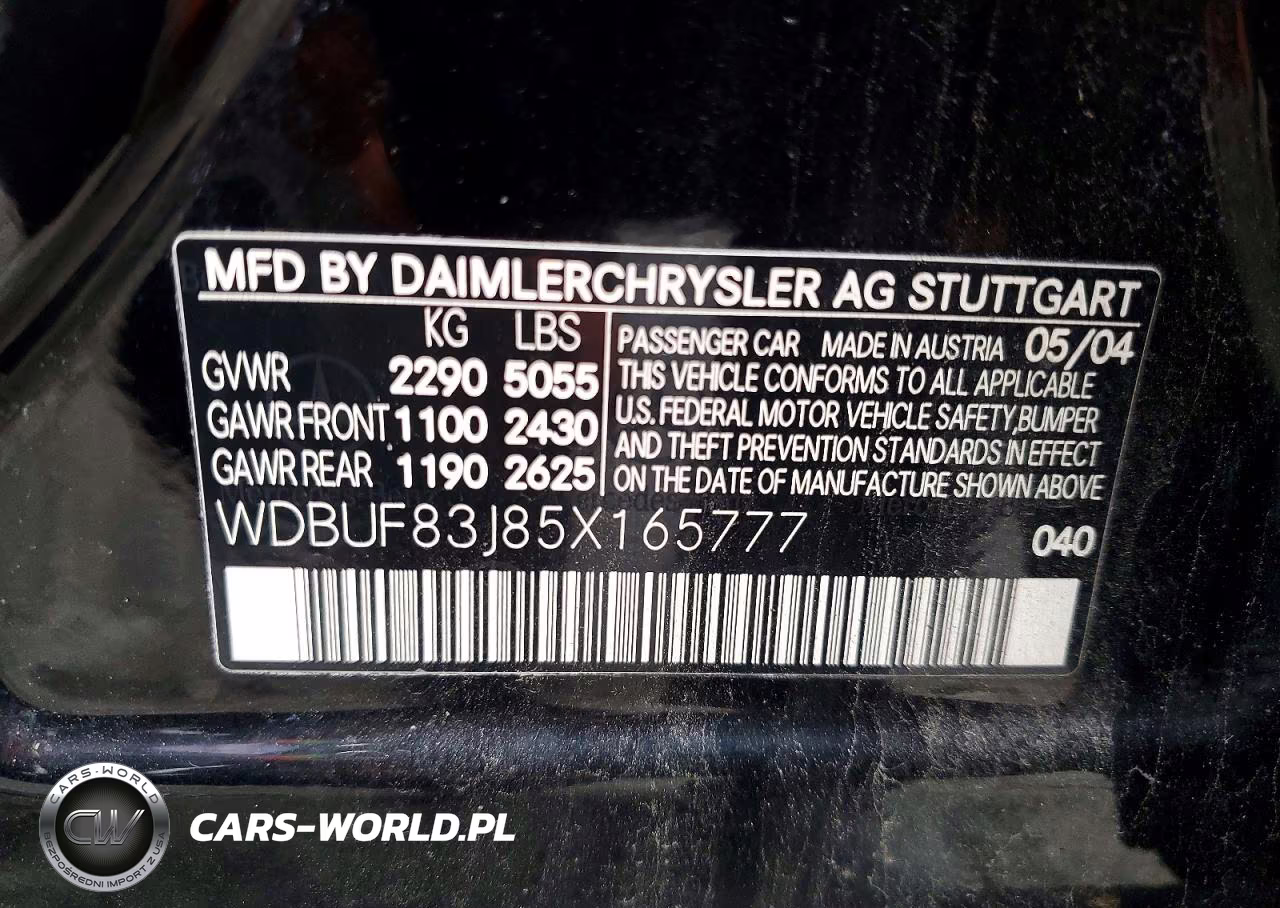 2005 Mercedes-Benz E 500 4Matic VIN:WDBUF83J85X165777 - 12