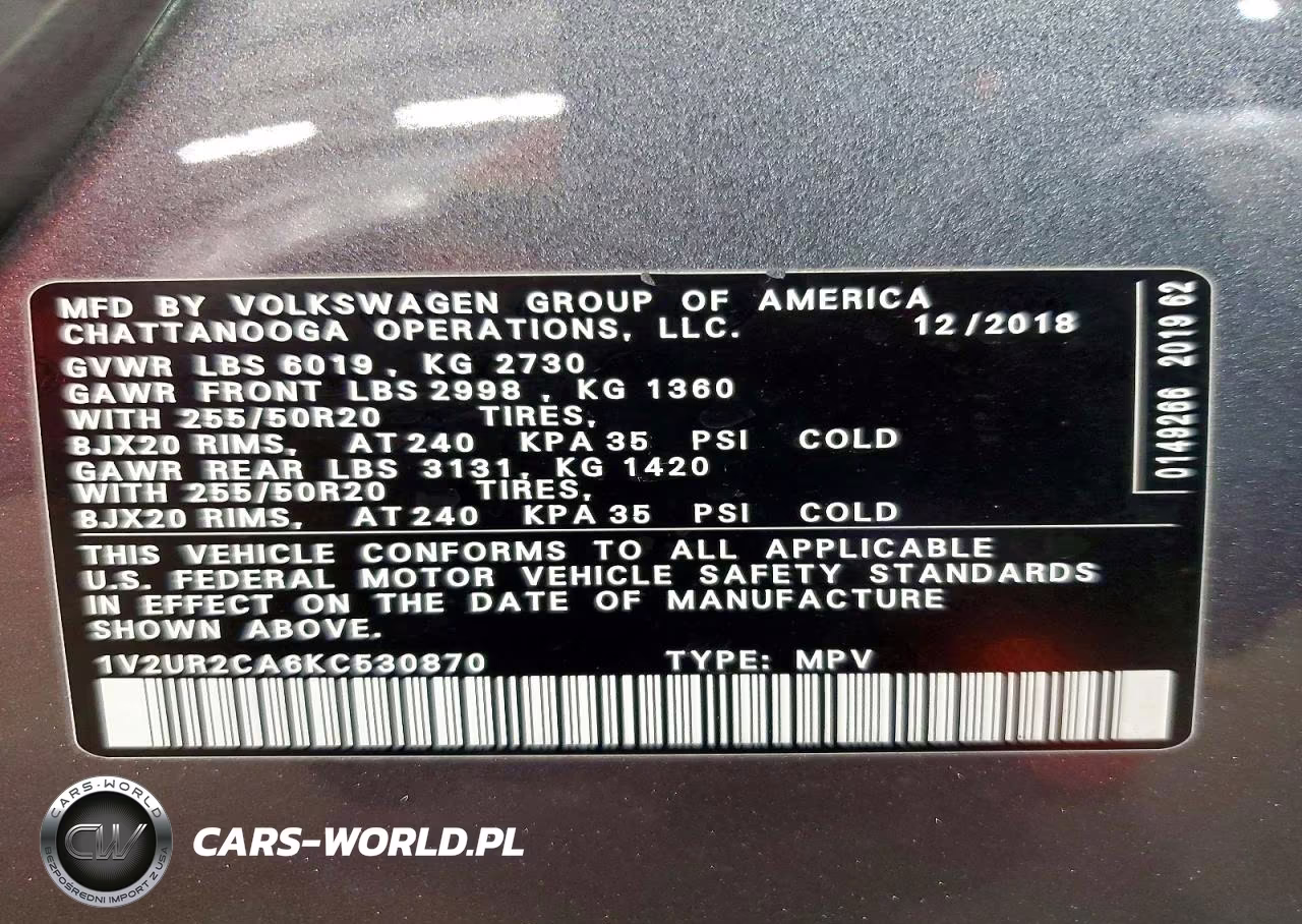 2019 Volkswagen Atlas Se VIN:1V2UR2CA6KC530870 - 13
