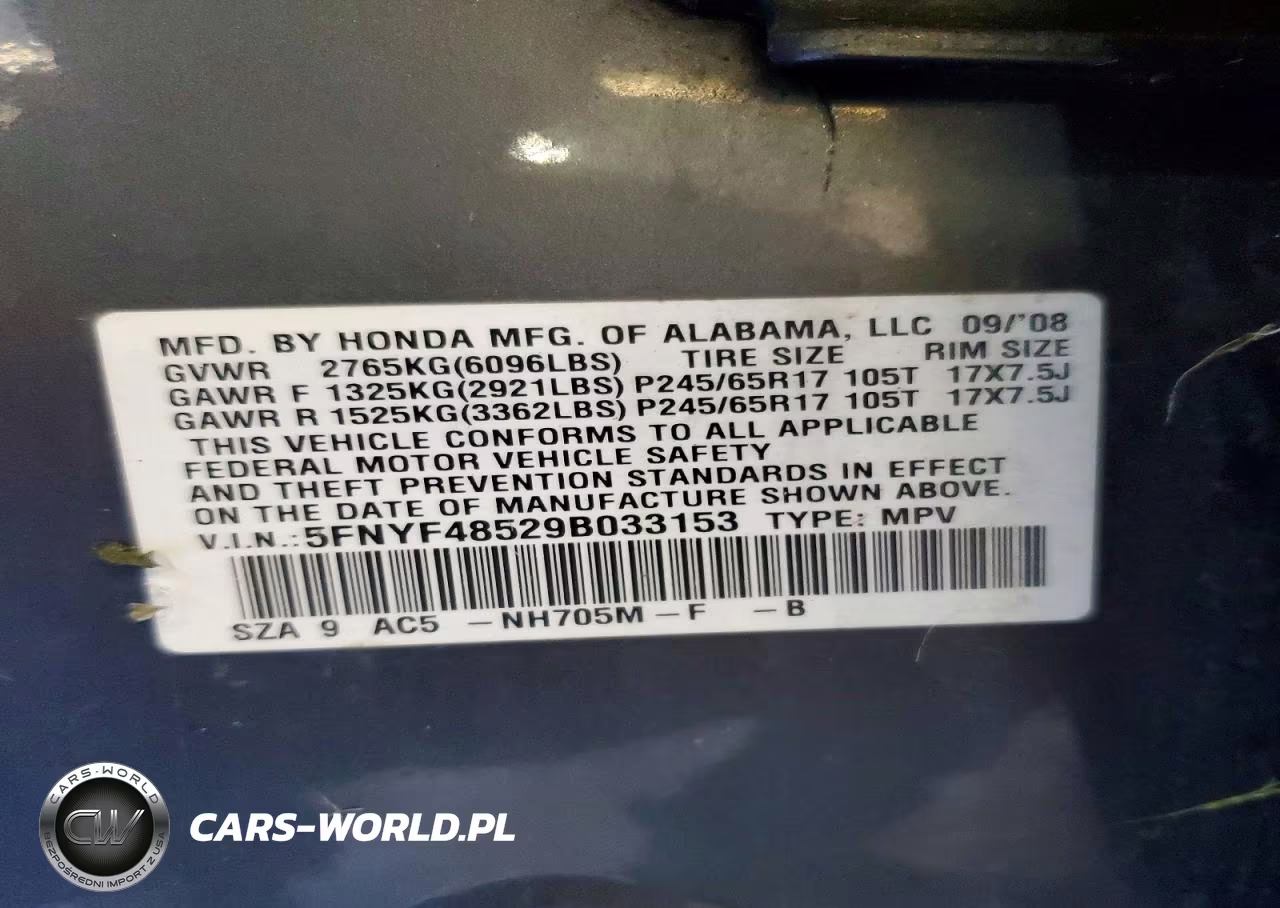 2009 Honda Pilot Exl VIN:5FNYF48529B033153 - 13